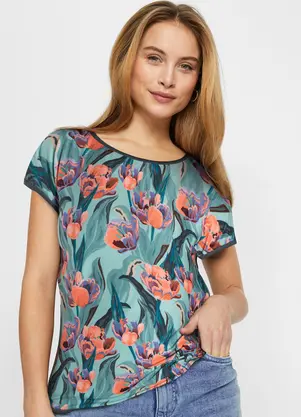 bonprix - Blusa Floral Artístico em Malha Fria - BONPRIX