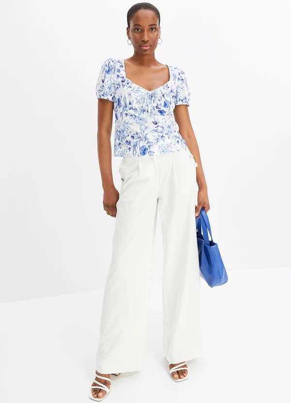 bonprix - Blusa Floral Azul em Malha Fria 3