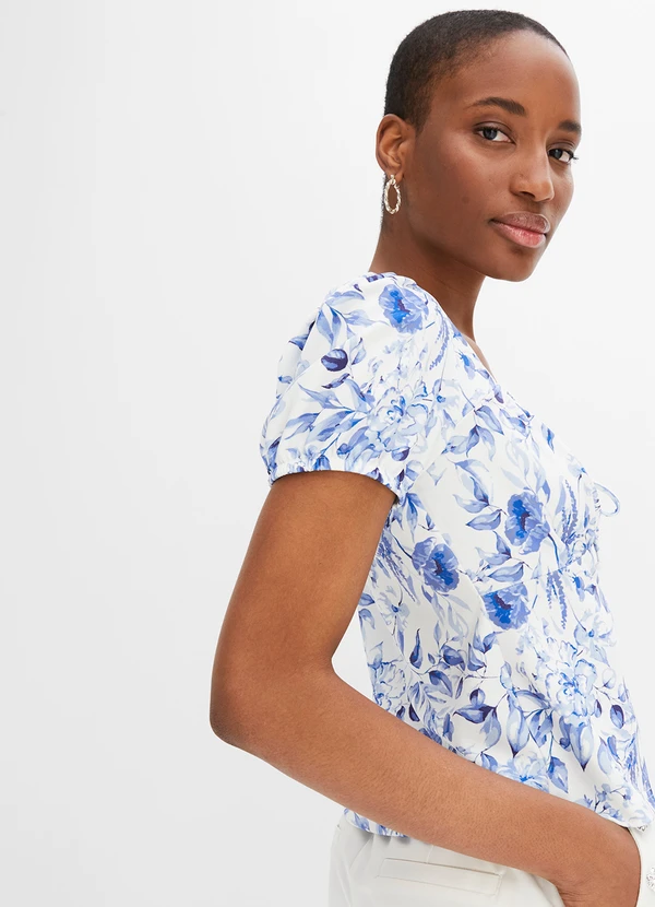 bonprix - Blusa Floral Azul em Malha Fria 5