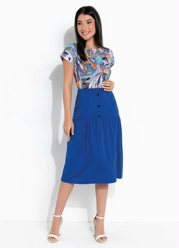 Rosalie - Blusa Floral Azul Mangas Curta 3