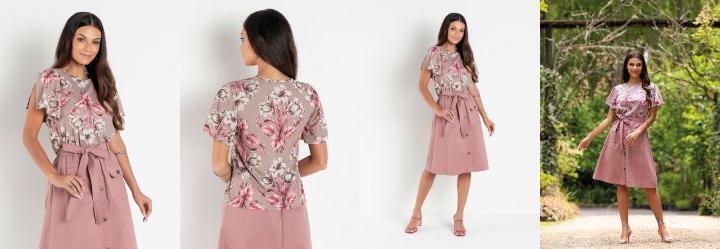 Blusa Floral Bege com Fenda Moda Evanglica