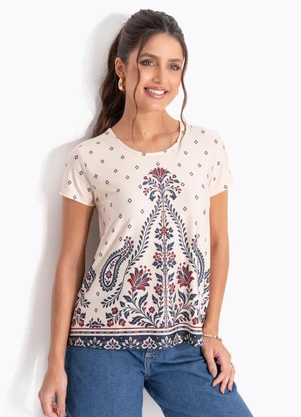 Quintess - Blusa Floral Boho em Malha Fria - QUINTESS