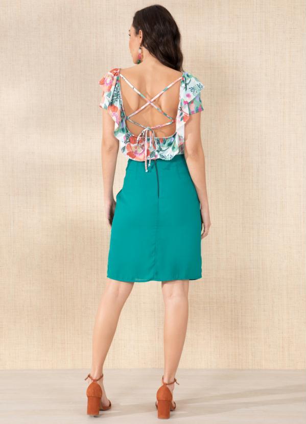 Outlet - Blusa Floral Borrado com Transpasse nas Costas 4