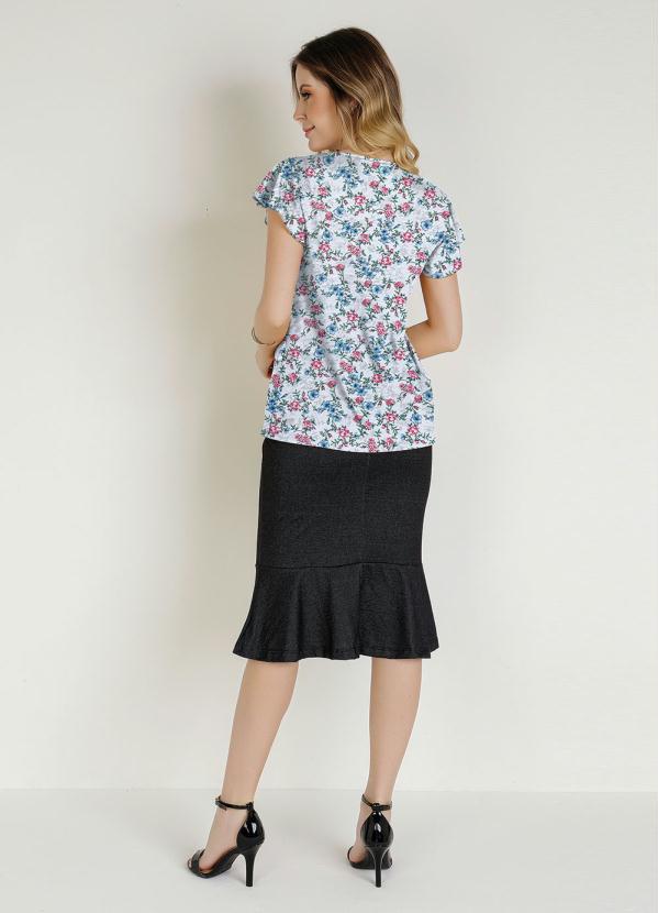 Rosalie - Blusa Floral Branca com Prega Moda Evangélica 4