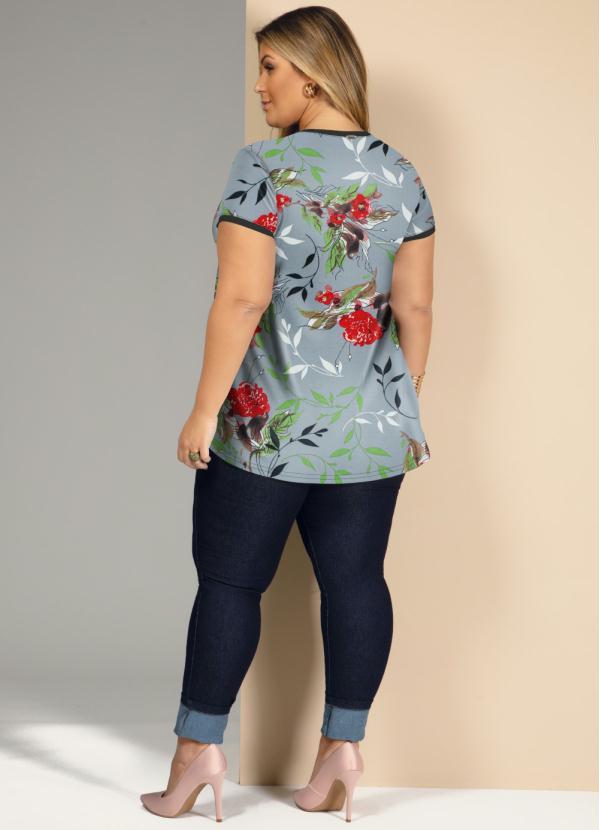 Quintess - Blusa Floral Cinza Mullet 9