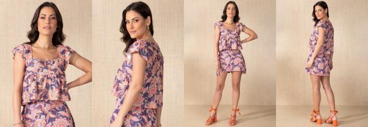 Blusa Floral Color com Franzidos