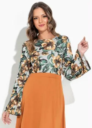 Rosalie - Blusa Floral com Manga Longa - ROSALIE