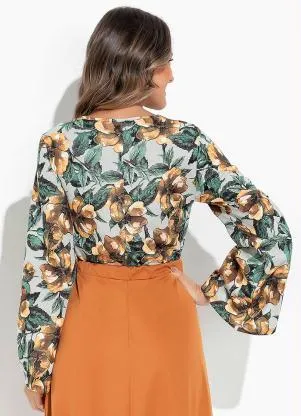 Rosalie - Blusa Floral com Manga Longa - ROSALIE
