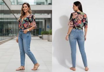 Blusa Floral Dark com El�stico na Barra