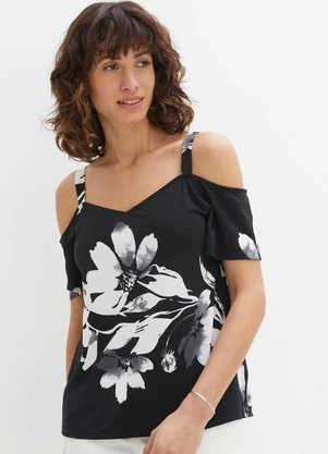bonprix - Blusa Floral Dark em Malha Fria - BONPRIX