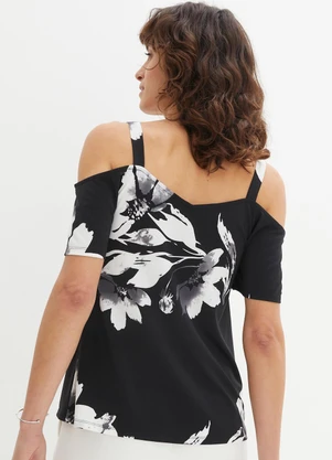 bonprix - Blusa Floral Dark em Malha Fria - BONPRIX