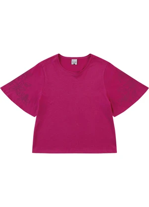 Malwee - Blusa Floral em Puff Fúcsia - MALWEE