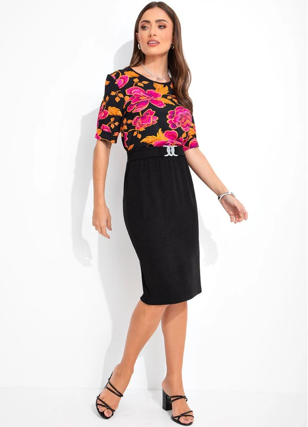 Rosalie - Blusa Floral Escuro em Malha de Viscose 3