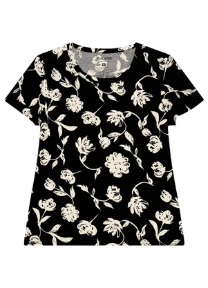 Malwee - Blusa Floral Estilizada Preto - MALWEE