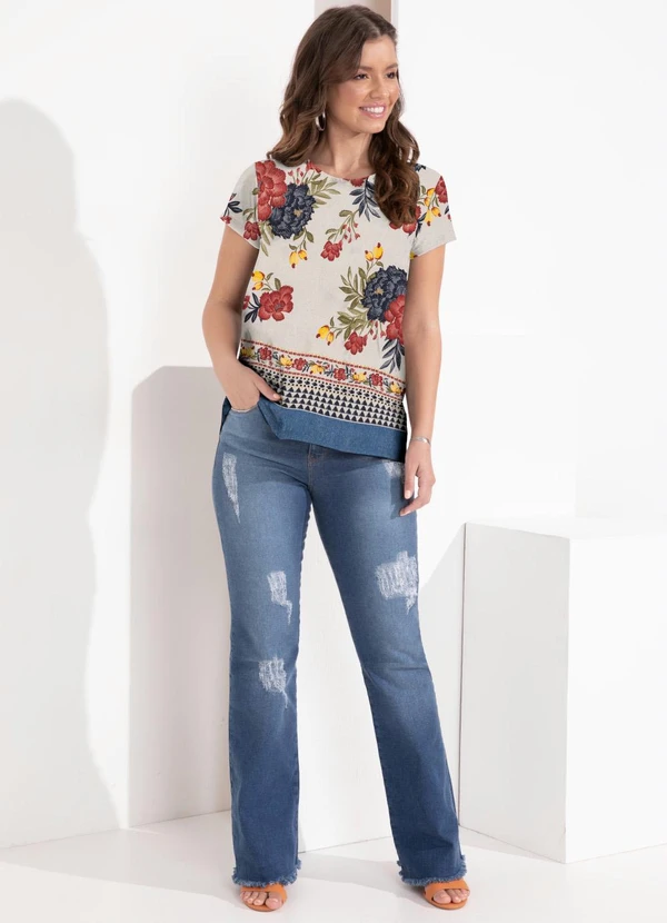 Quintess - Blusa Floral Étnico Alongada 7