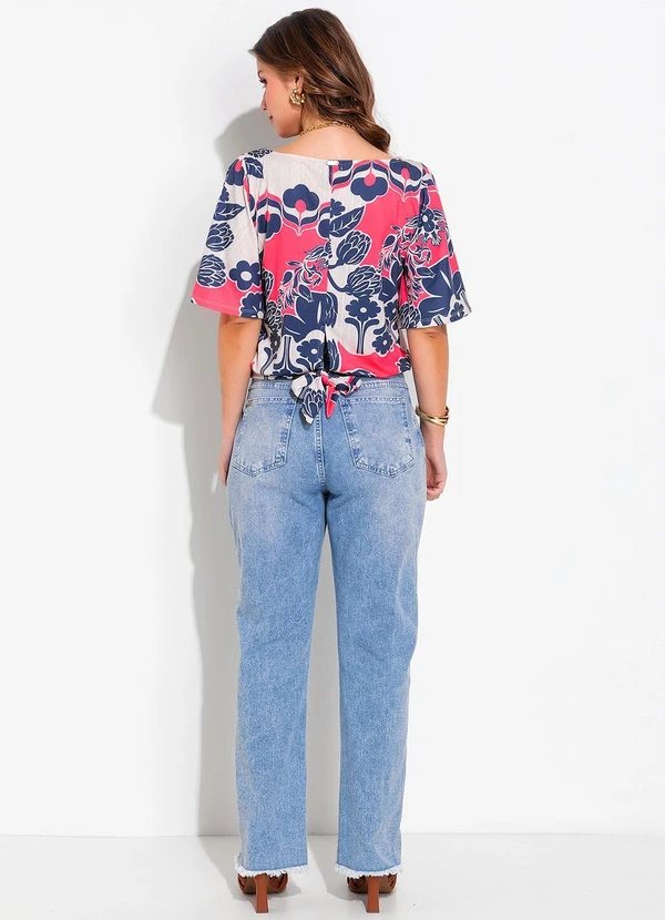 Quintess - Blusa Floral Étnico Color em Malha Fria 1