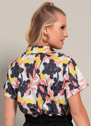 Moda Pop - Blusa Floral Grande em Jersey Acetinado - MODA POP