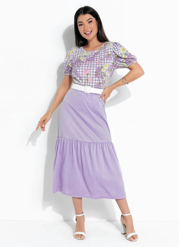 Rosalie - Blusa Floral Lilás Manga Bufante 3