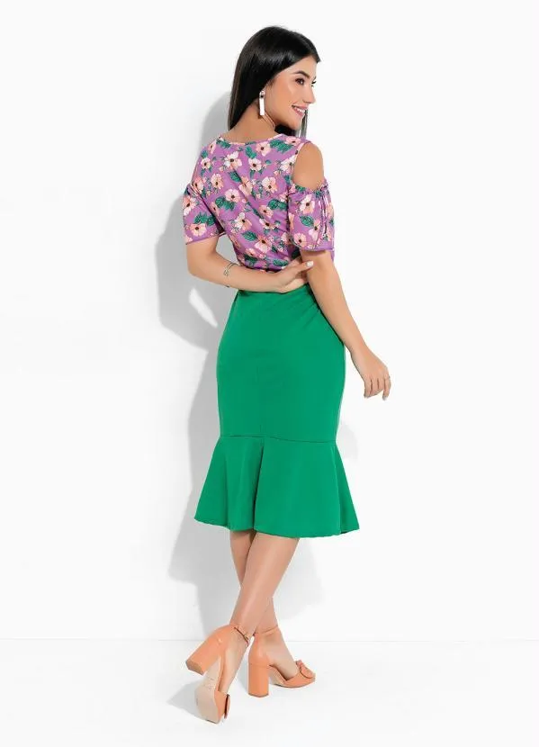 Rosalie - Blusa Floral Lilás Ombro Vazado 5