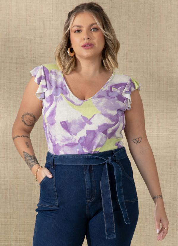 Quintess - Blusa Floral Lima com Babado nas Mangas 5