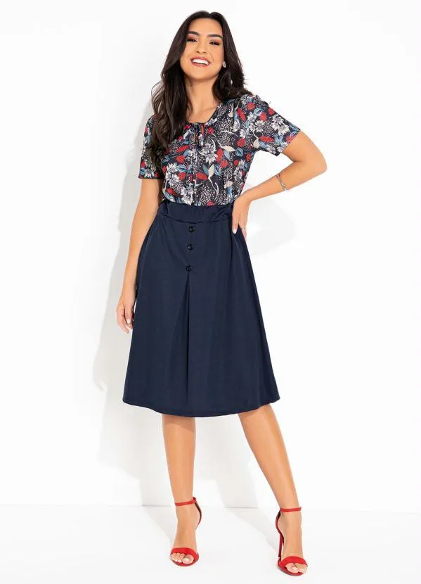 Rosalie - Blusa Floral Marinho com Gola 3