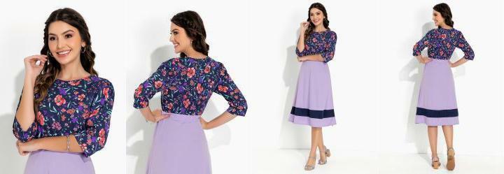 Blusa Floral Marinho com Mangas