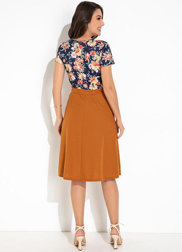 Rosalie - Blusa Floral Marinho em Jersey Acetinado 4