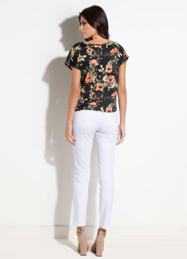 Quintess - Blusa Floral Preto com Mangas Curtas 4