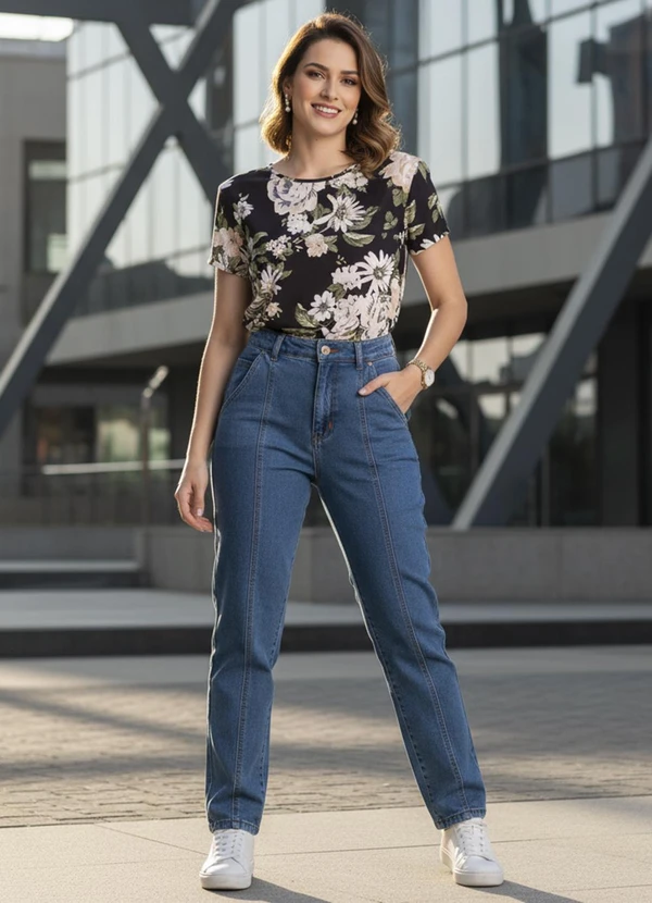 Rosalie - Blusa Floral Preto em Malha Crepe 4