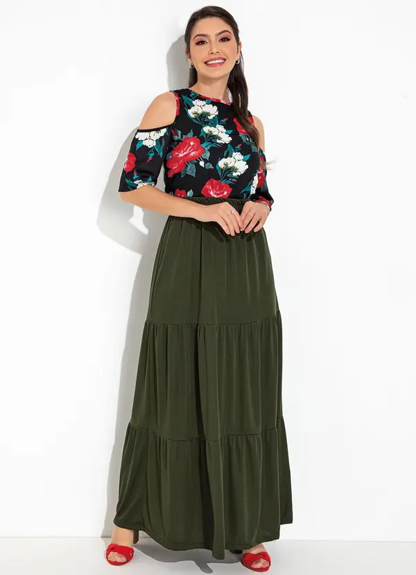 Rosalie - Blusa Floral Preto em Malha 3