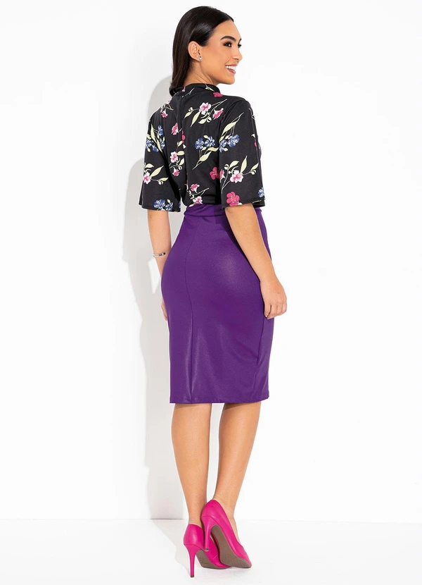 Rosalie - Blusa Floral Preto Gola Laço 8