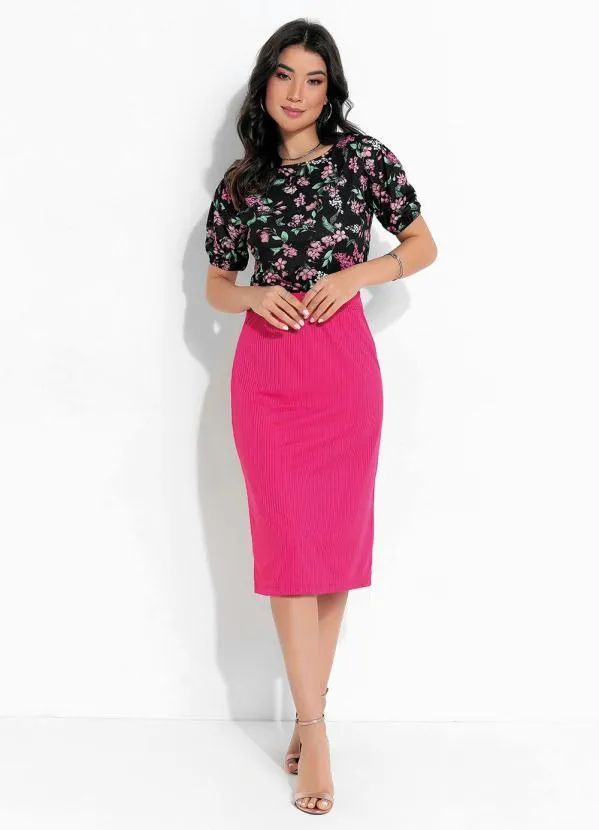 Rosalie - Blusa Floral Preto Manga Bufante 3