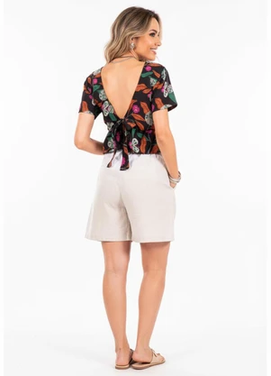 Quintess - Blusa Floral Riscado em Crepe Plano - QUINTESS