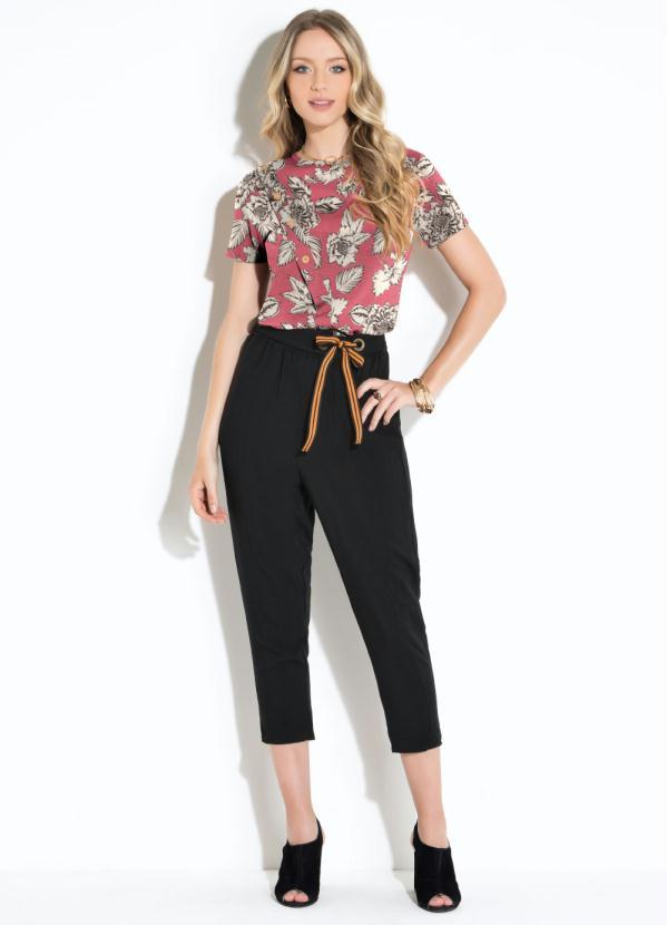 Quintess - Blusa Floral Rosa com Botões Decorativos 3