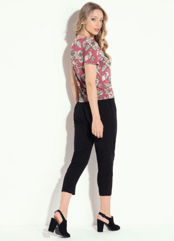 Quintess - Blusa Floral Rosa com Botões Decorativos 4