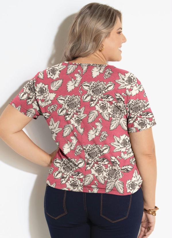 Quintess - Blusa Floral Rosa com Botões Decorativos 7