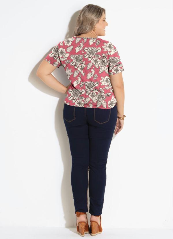 Quintess - Blusa Floral Rosa com Botões Decorativos 9