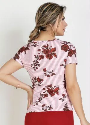 Rosalie - Blusa Floral Rosa com Botões - ROSALIE