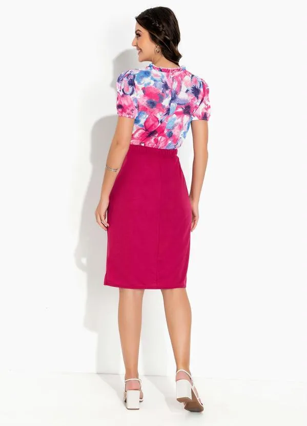 Rosalie - Blusa Floral Rosa com Gola 5