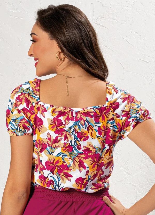 Moda Pop - Blusa Floral Rosa em Malha 2