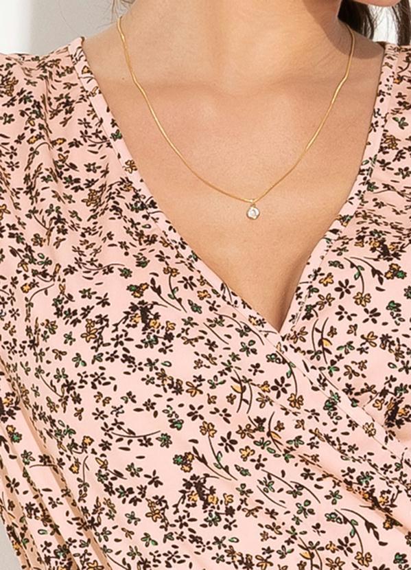 Rosalie - Blusa Floral Salmão Transpassado 3