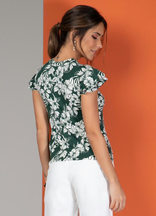 Quintess - Blusa Floral Verde com Decote Vazado 2
