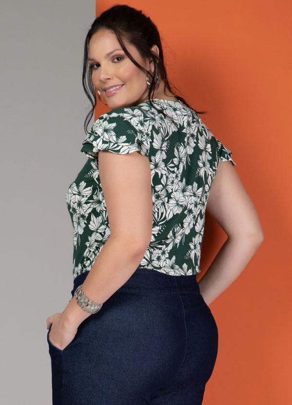 Quintess - Blusa Floral Verde com Decote Vazado 6