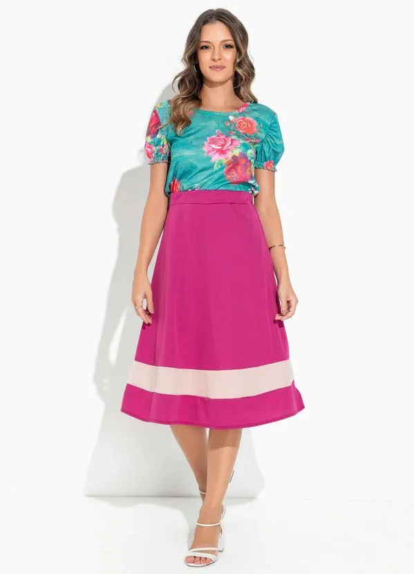 Rosalie - Blusa Floral Verde com Franzido 3