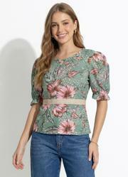 Blusa Floral Verde com Gota