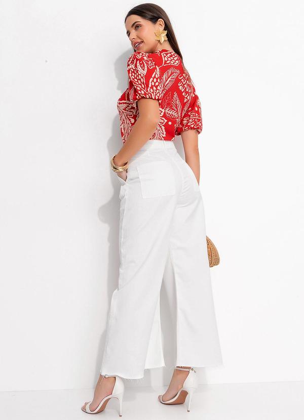 Quintess - Blusa Floral Vermelho em Malha de Viscose 6