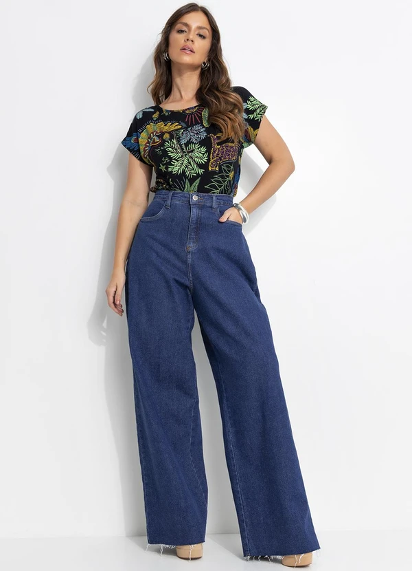 Quintess - Blusa Floresta Preta em Malha de Viscose 3