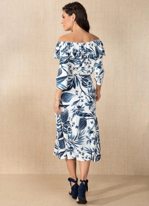 Quintess - Blusa Folhagem Azul com Babado 9