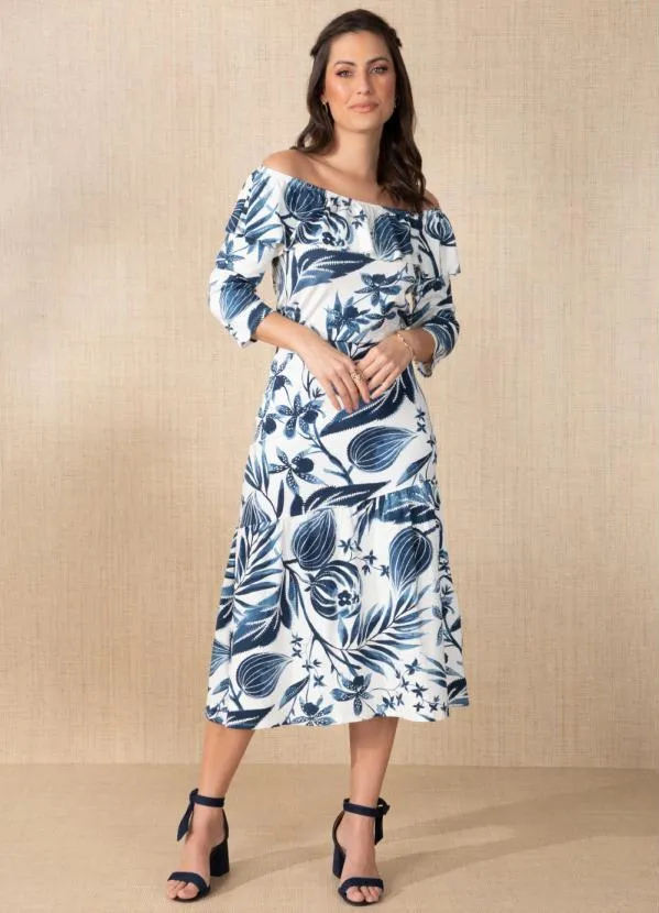 Quintess - Blusa Folhagem Azul com Babado 8