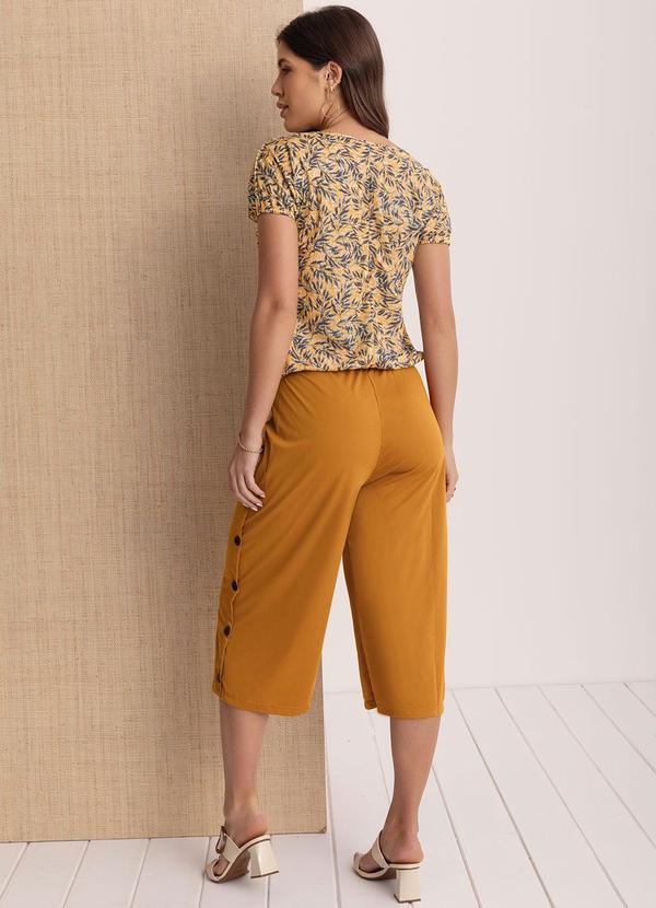 Moda Pop - Blusa Folhagem Azul com Elástico na Barra 5